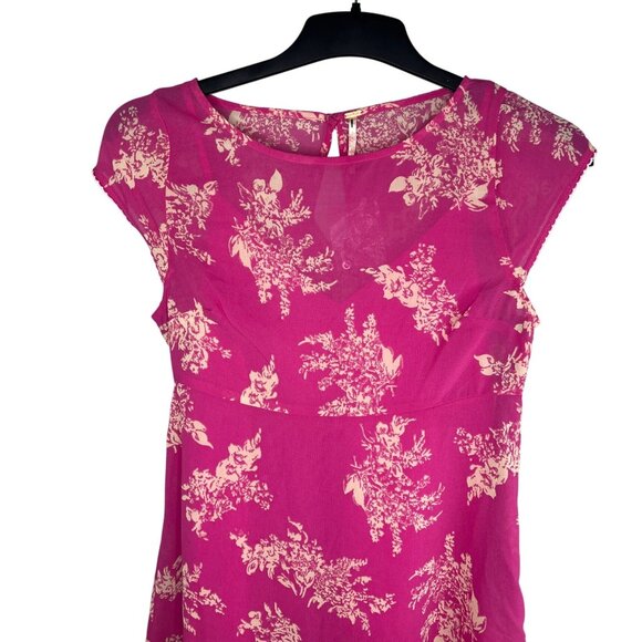 Free People Mazzi Pink Floral Mini Dress Cap Sleeves Keyhole Back Size XS - Picture 9 of 16